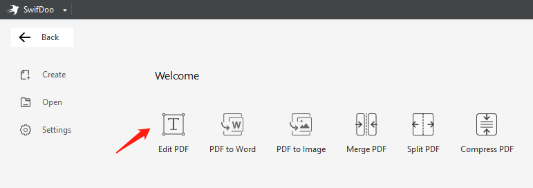How to edit a PDF from the homepage of SwifDoo PDF