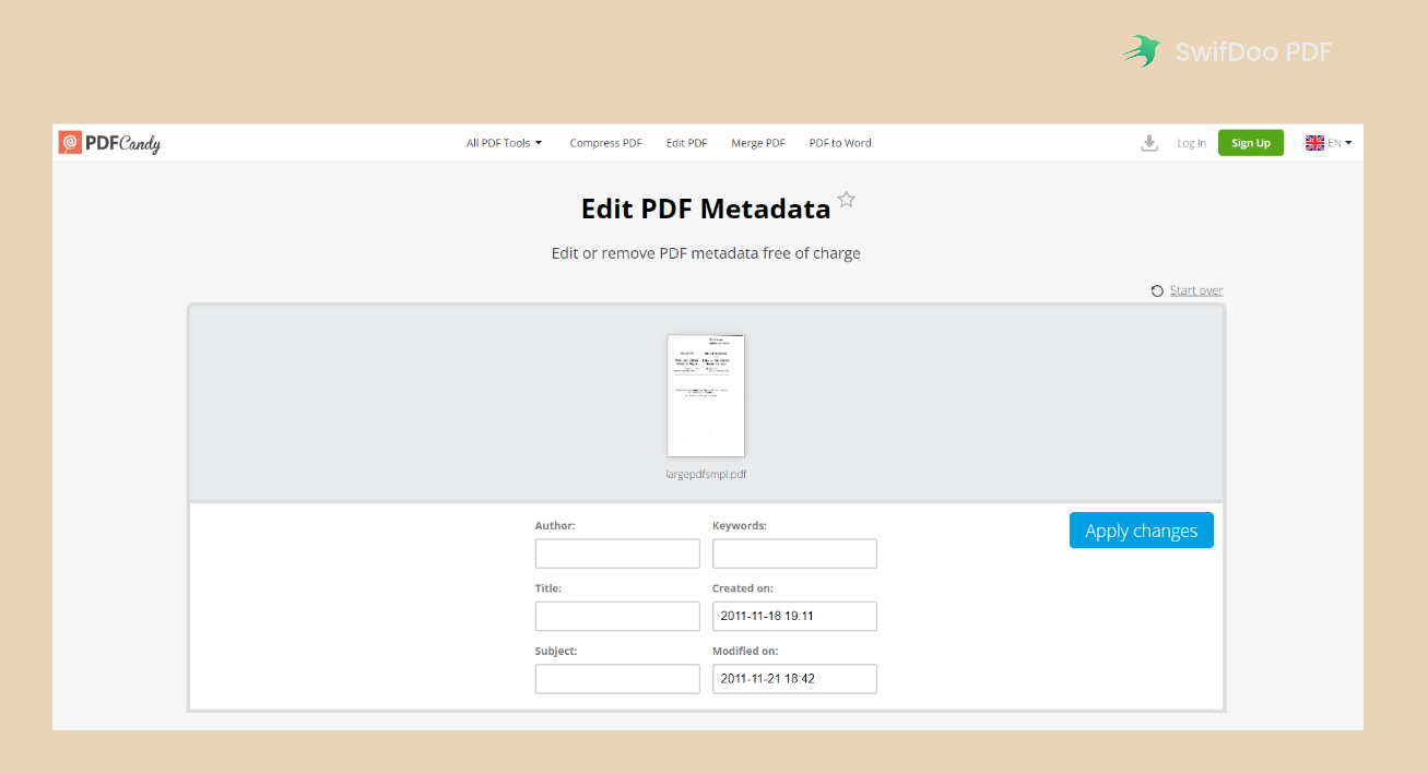 Edit PDF Metadata with PDFCandy