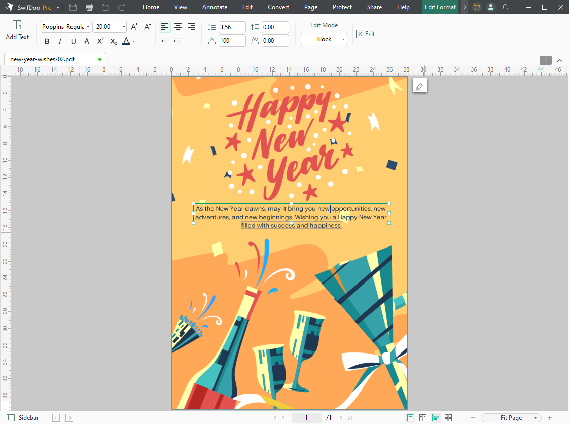 Edit PDF Wish Card for New Year