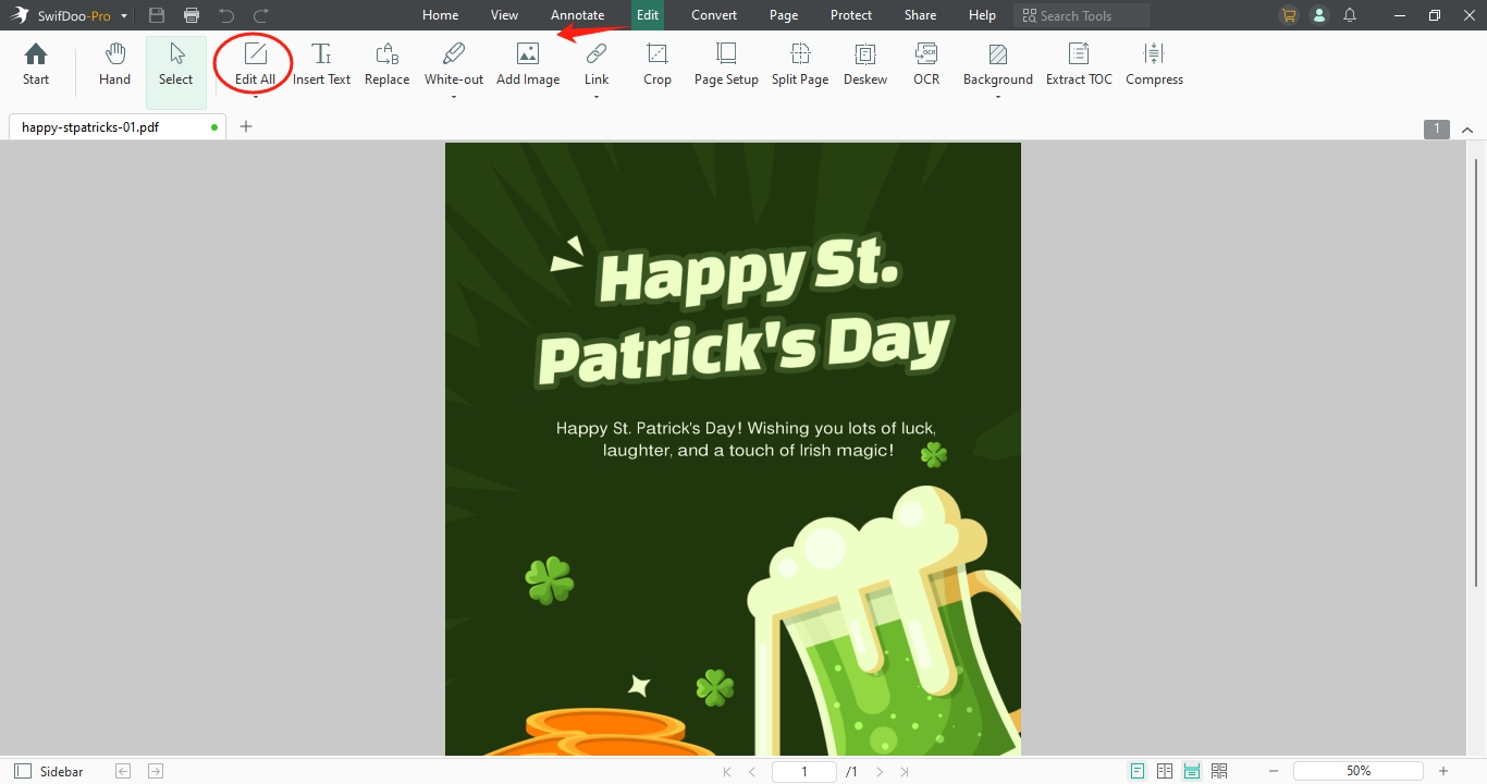 Edit St Patrick's sayings in PDF