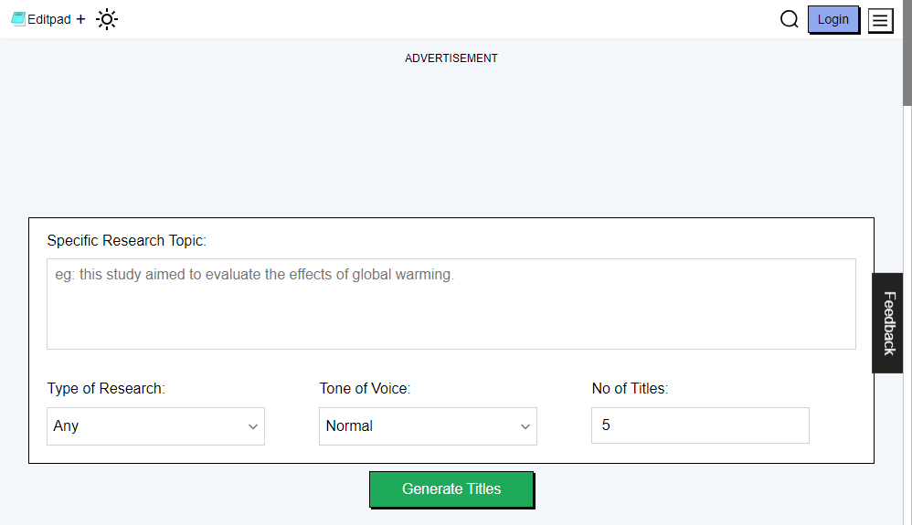Editpad Research Title Generator