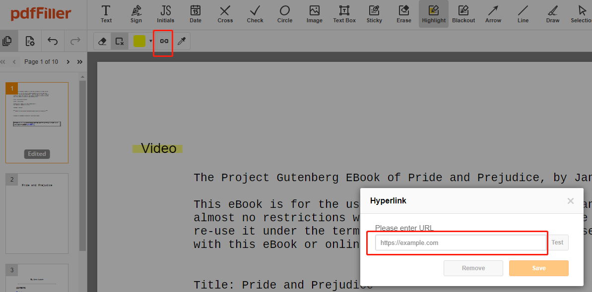 Embed video in PDF with pdfFiller online step 3