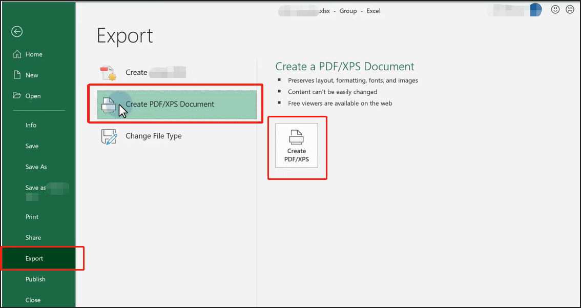 Create PDF/XPS