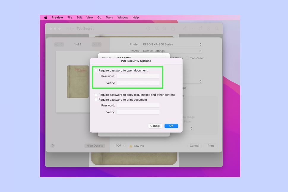 Built-in Tools to Encrypt PDF on Mac using Print to PDF