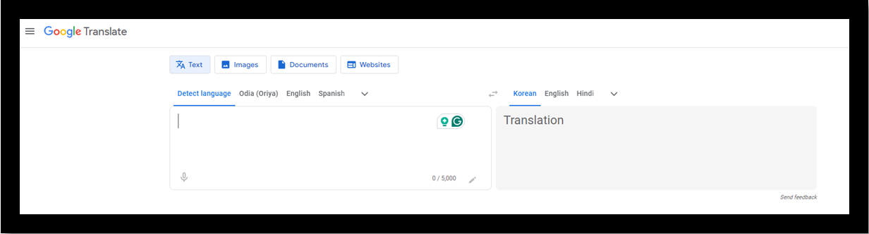 English to Korean translator Google Translate