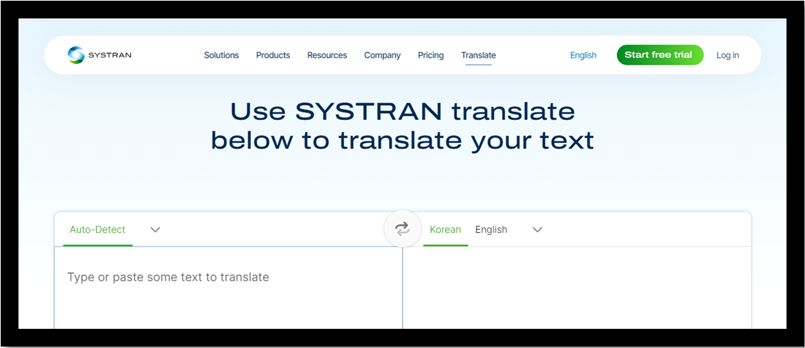 English to Korean translator SYSTRAN Translate