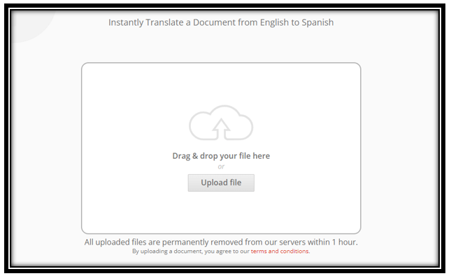 Perform English to Spanish document translation with Online Doc Translator