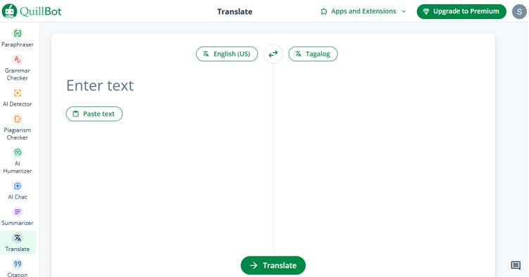 QuillBot English to Tagalog best translator