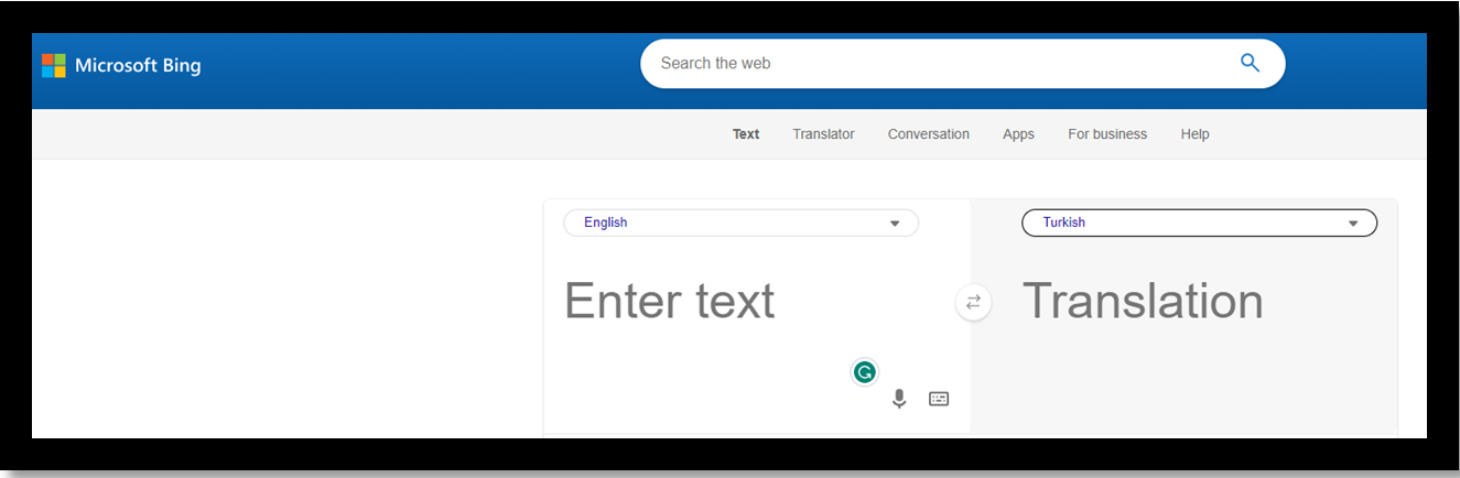 English to Turkish translator Bing Microsoft Translator