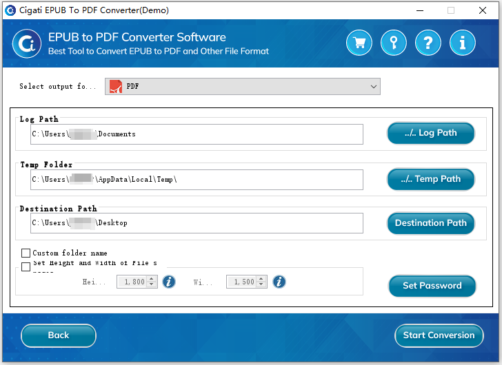 Cigati EPUB to PDF converter