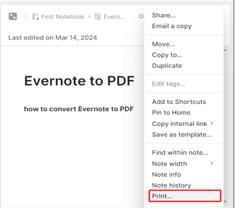 Print Evernote to PDF Online