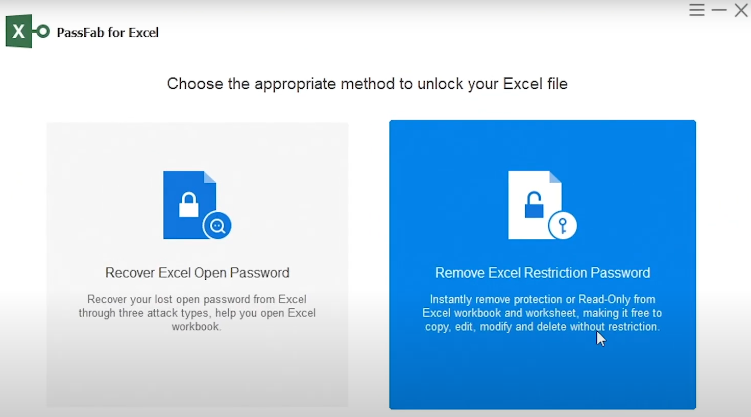 Excel password remover PassFab for Excel