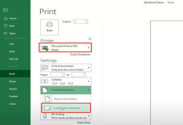 Export Excel to PDF in Landscape with Excel Built-in Feature