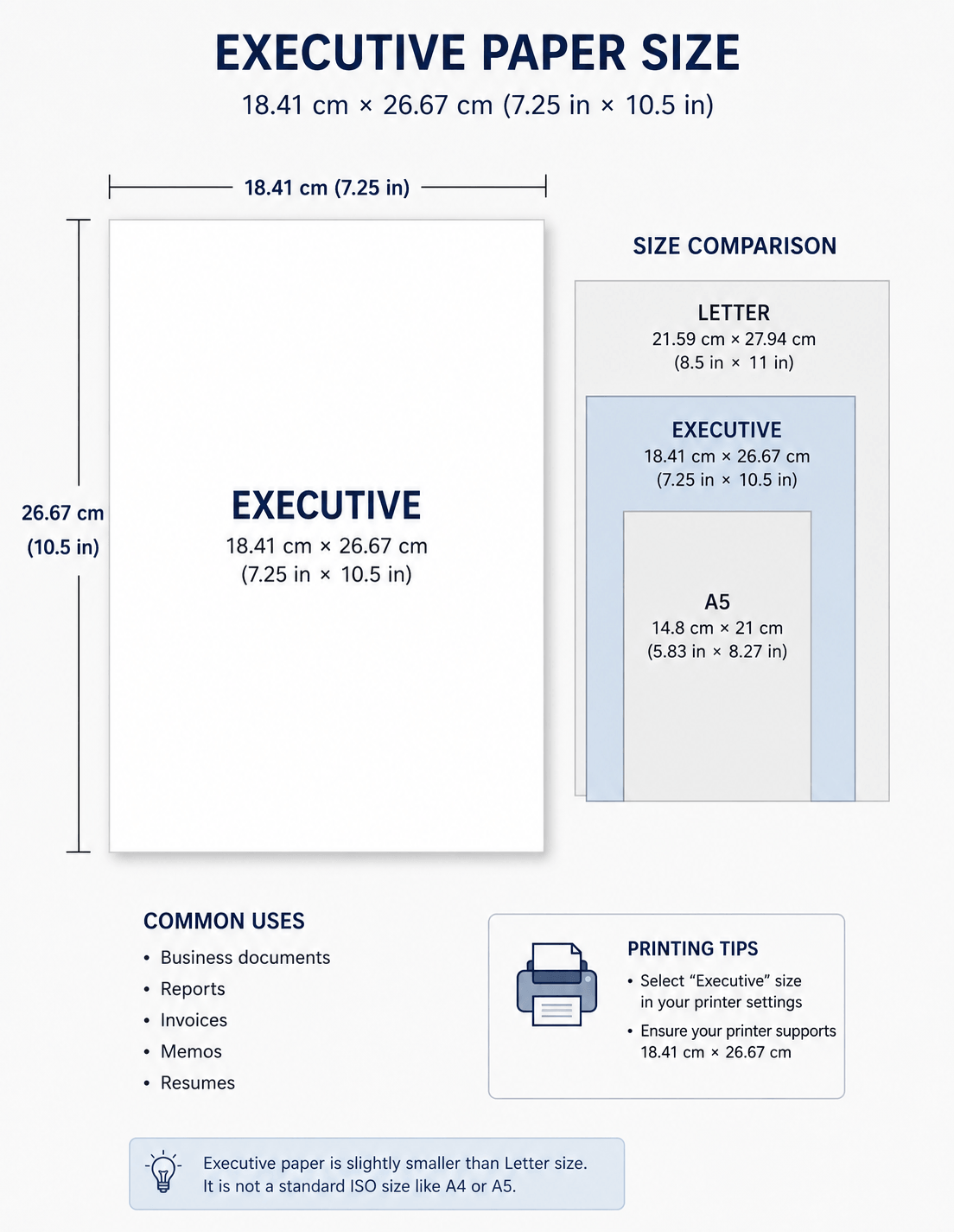 executive paper size example