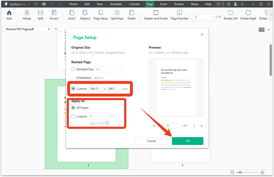 Executive Paper Size setup