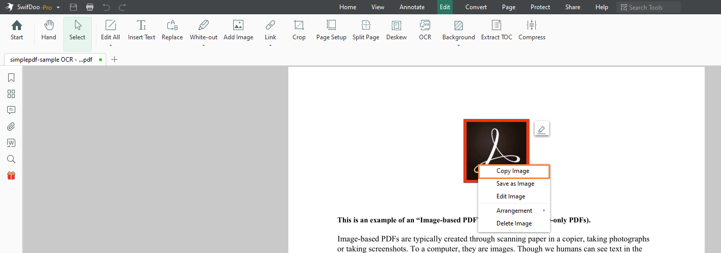 Export an Image from PDF Using SwifDoo PDF