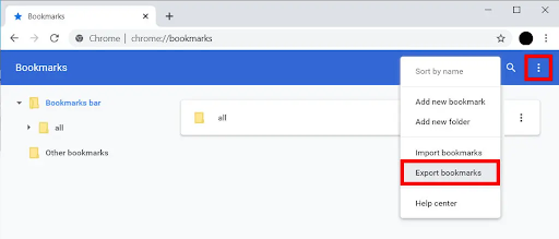 Export Bookmarks from Chrome