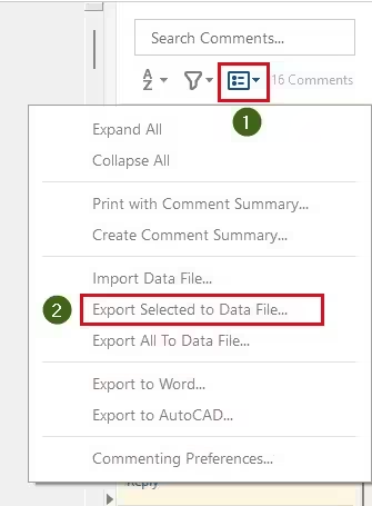 Export Selected to Data File