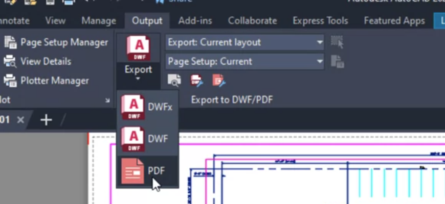 Export DWF to PDF in AutoCAD