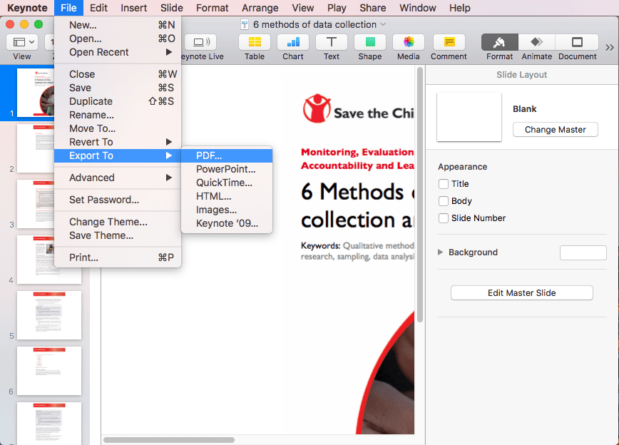 Export Keynote to PDF for Free