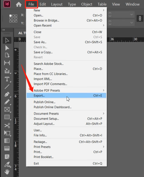 Export PDF from InDesign