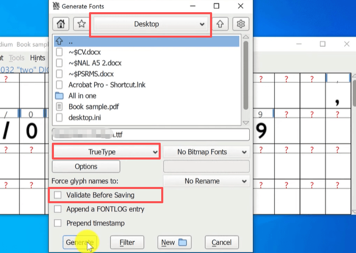 Way 3: Extract a Font from a PDF with FontForge 3