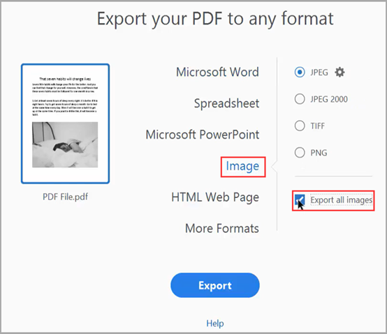 Extract images from PDF Acrobat