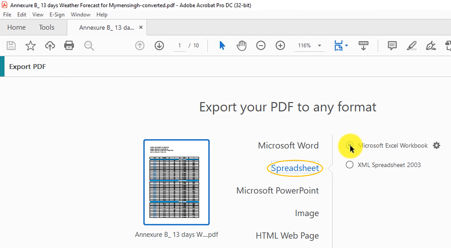 Extract Tables from PDF with Adobe Acrobat