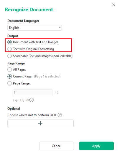 Adjust the OCR settings to make the PDF image editable in SwifDoo PDF
