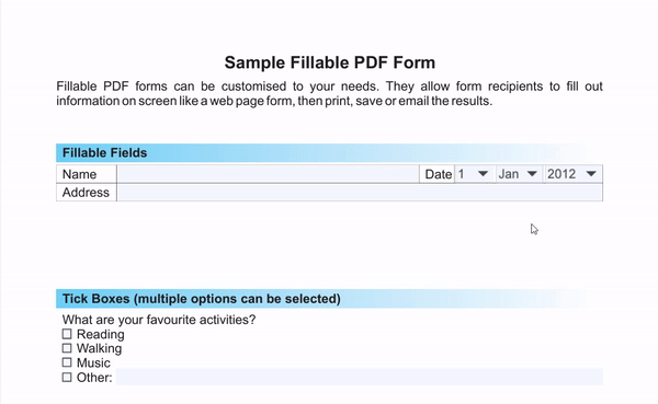 Fillable PDF Sample