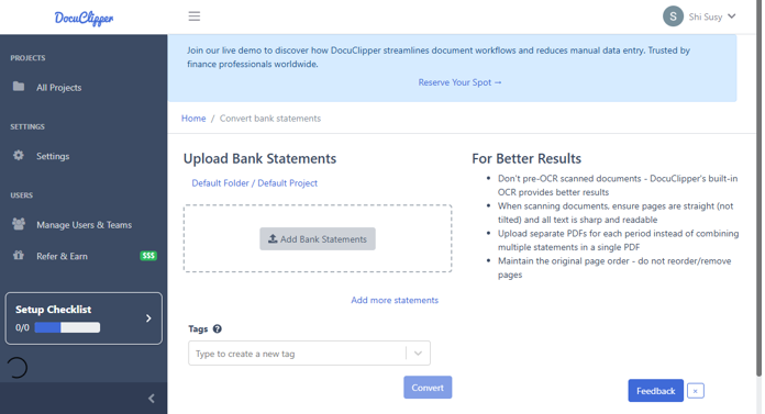 DocuClipper Financial data extraction OCR tool