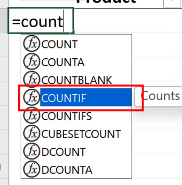 Find duplicates in Excel with the COUNTIF formula 1