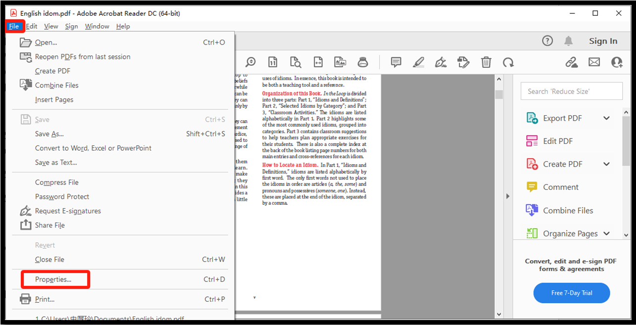 Find font from PDF using Adobe Acrobat Reader