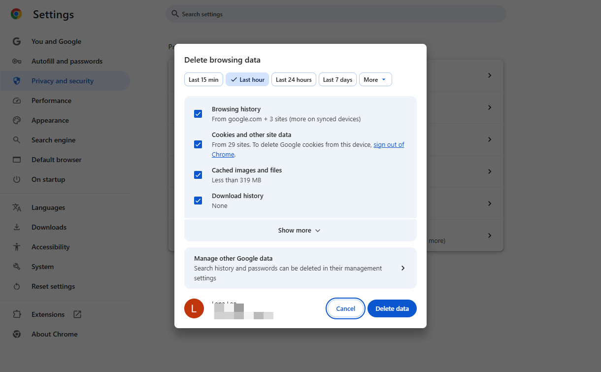 Clear Browser Cache and Cookies