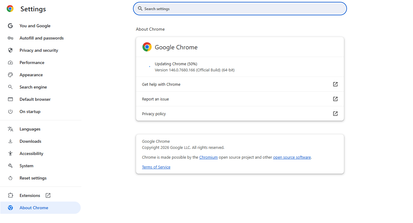 Update Google Chrome