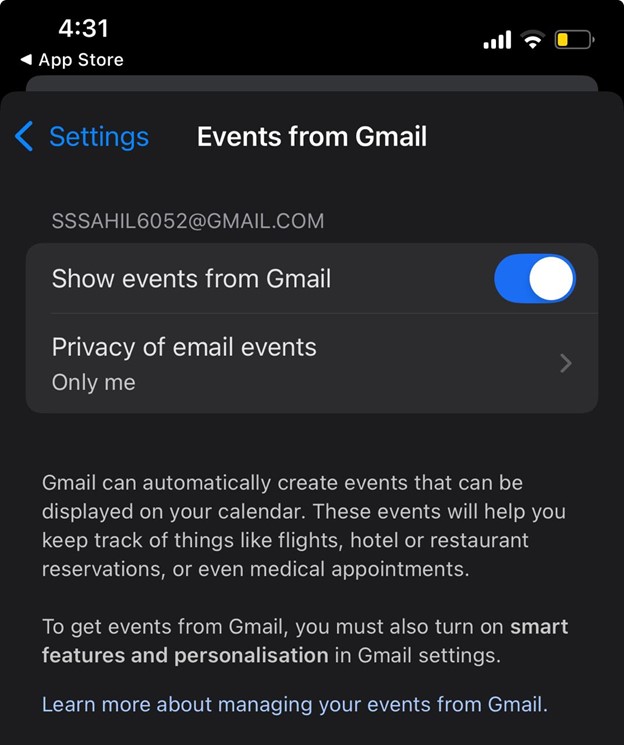 Events from Gmail