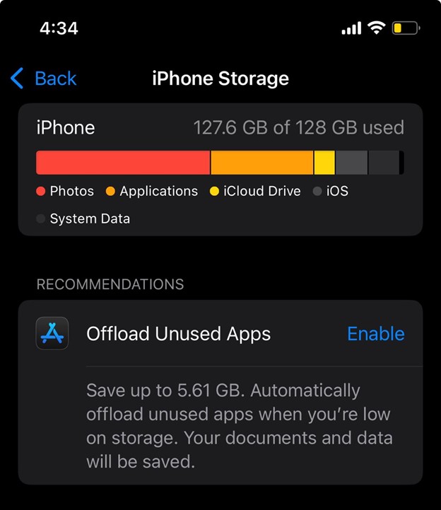 iPhone Storage