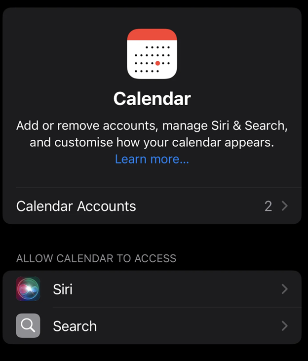 Calendar Accounts