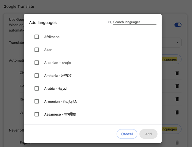 Check Language Settings