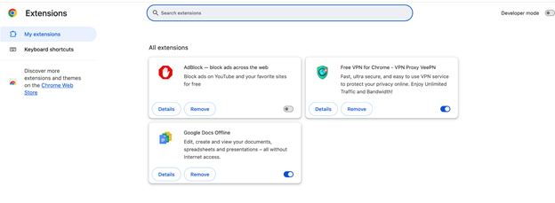 Disable Extensions and Plugins