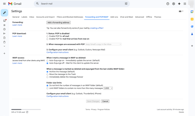 Enable IMAP in Gmail