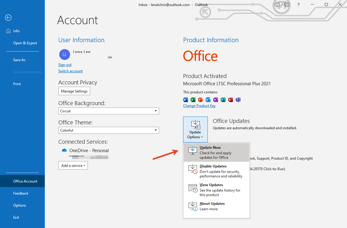 Check for Outlook Updates