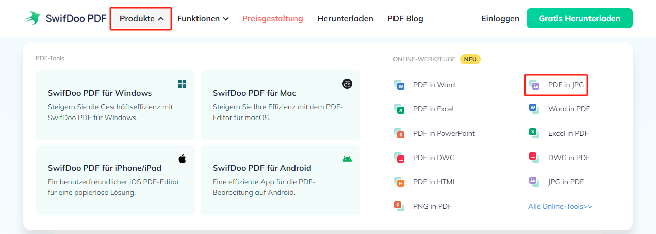 SwifDoo Free Online PDF in JPG Konverter