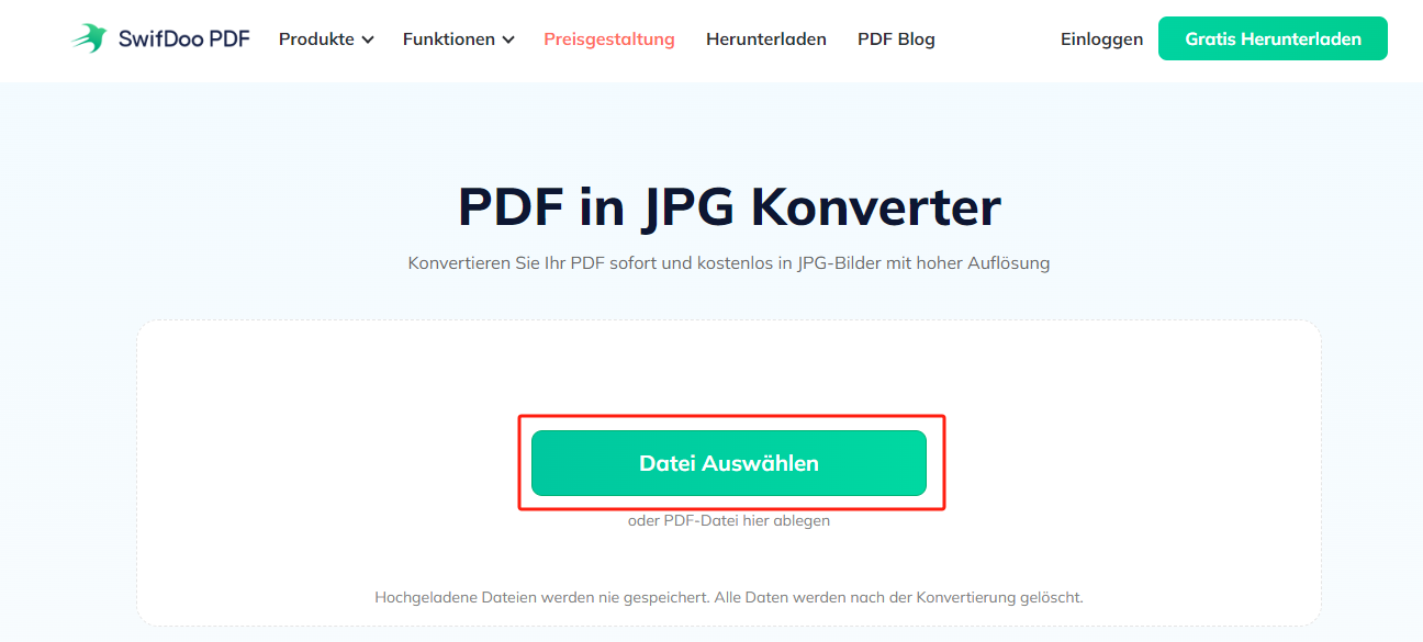 SwifDoo Free Online PDF in JPG Konverter