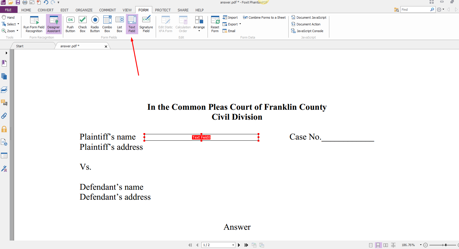 Foxit PhantomPDF Forms Feature