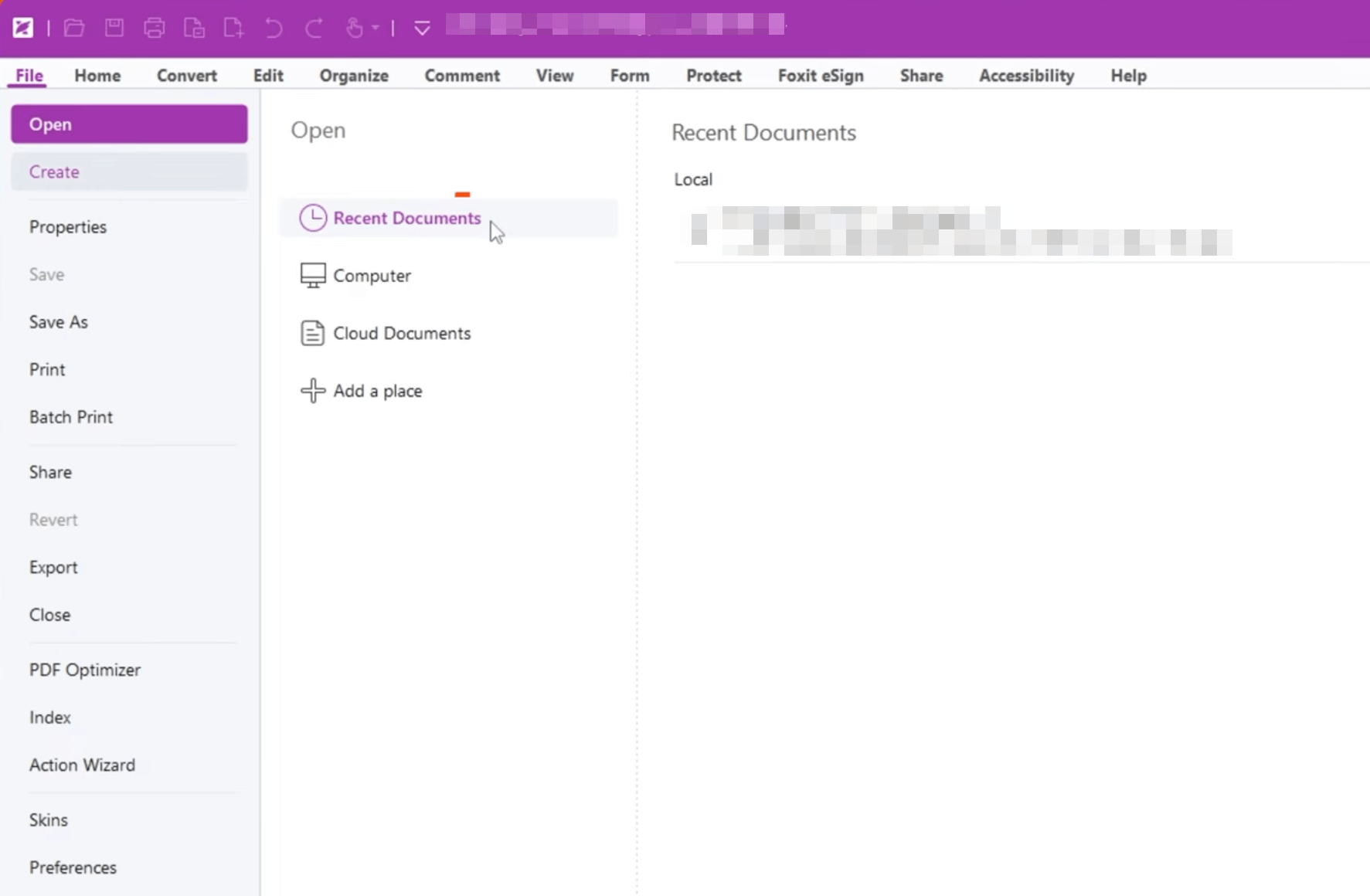 Foxit user Interface