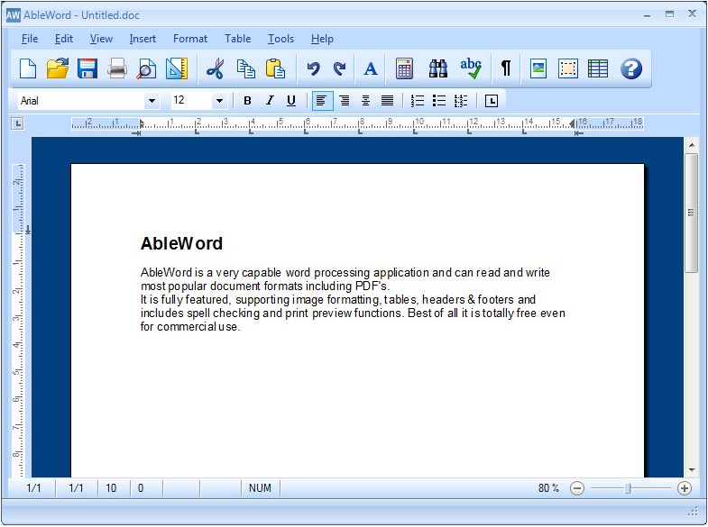 AbleWord free alternative to Microsoft Word