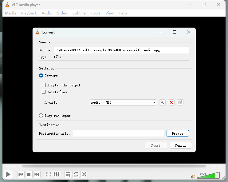 Free Convert MPG to MP3 with VLC
