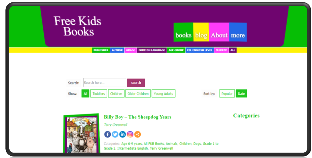 Free Kids Books a free PDF textbook website