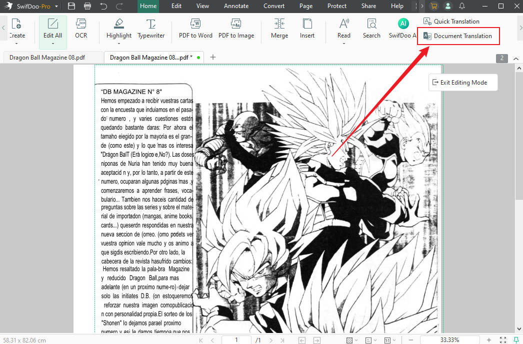 Select the Document Translation option in SwifDoo PDF